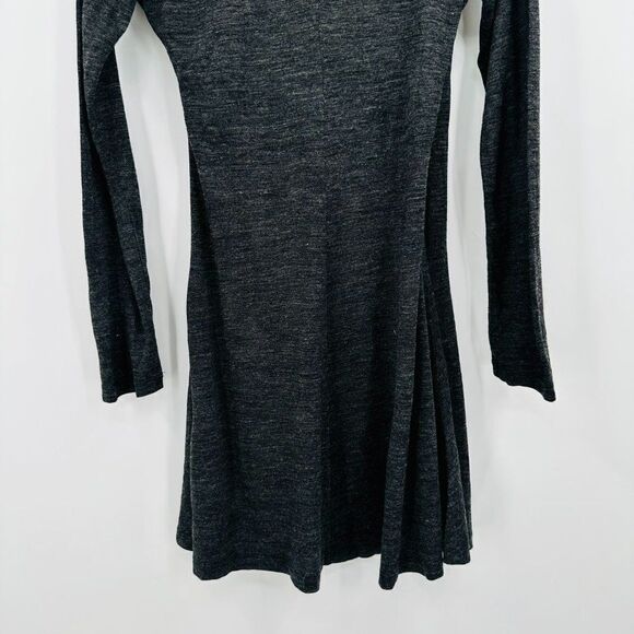 Prana Size Small Charcoal Gray Long Sleeve Wool Blend Nadia Dress Faux Wrap - Picture 8 of 9